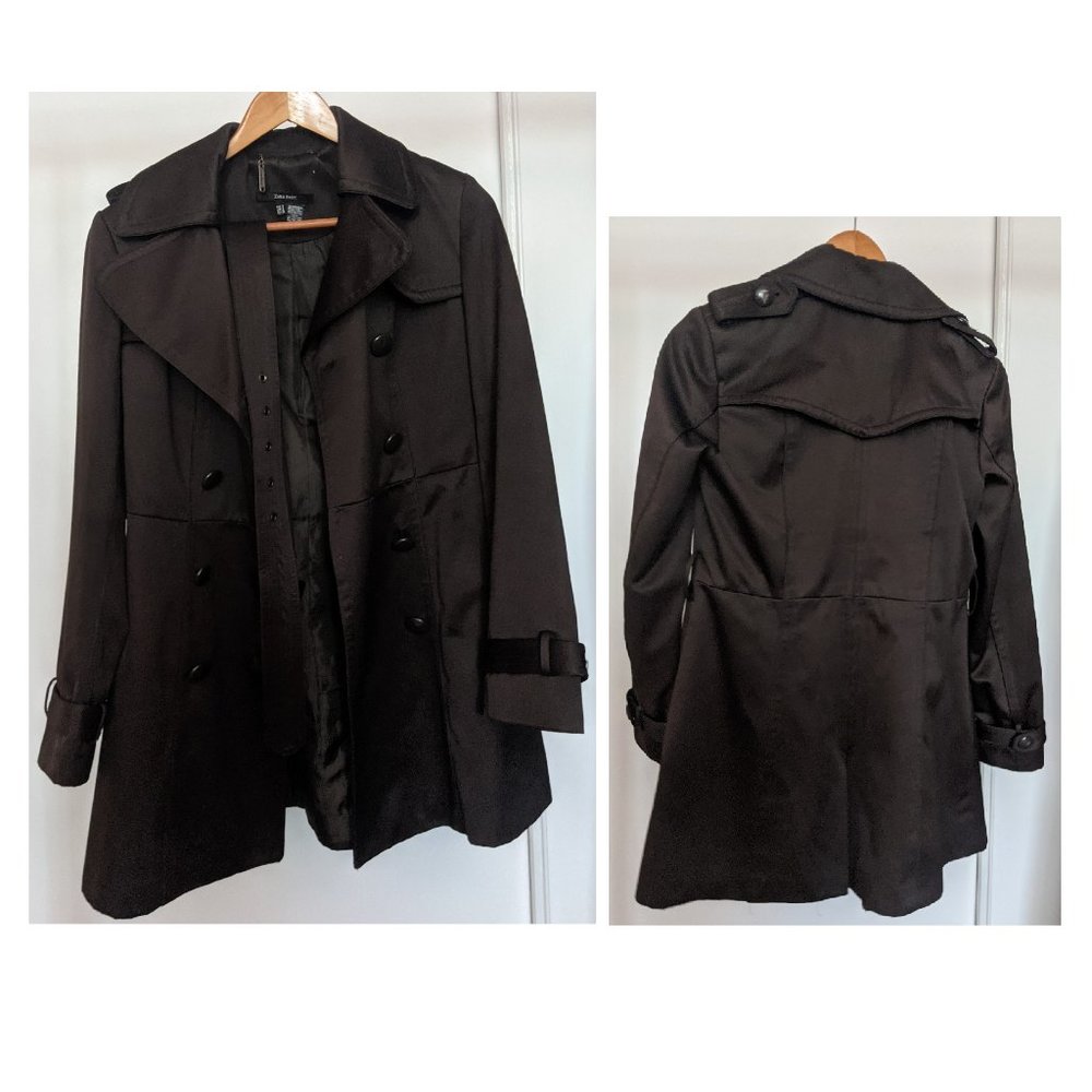 Zara trench coat brown satin finish